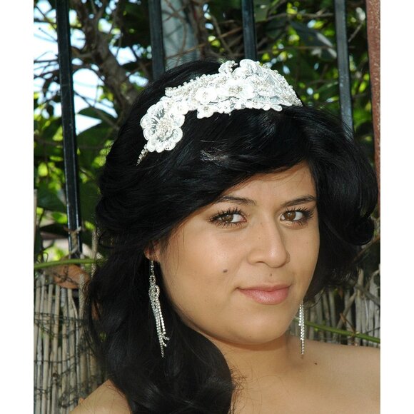 Crystal Lace Bridal headband, OOAK wedding headband